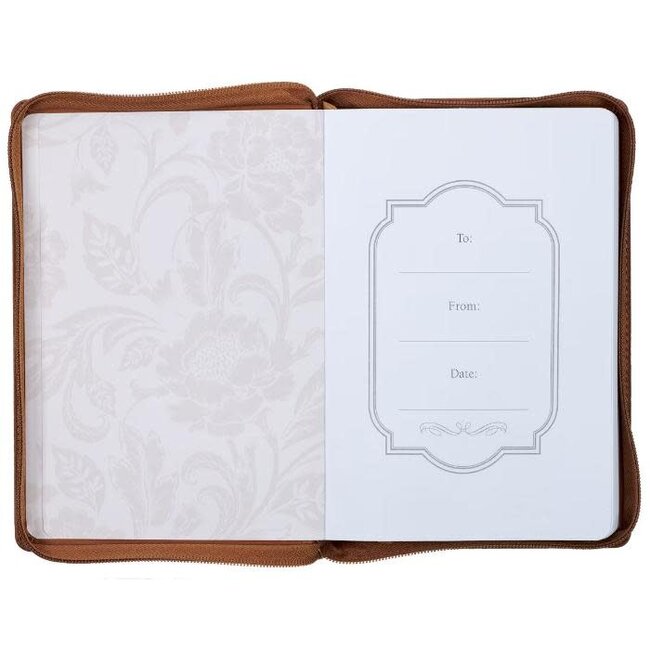 Journal Classic Zip Brown Floral All Things Phil. 4:13
