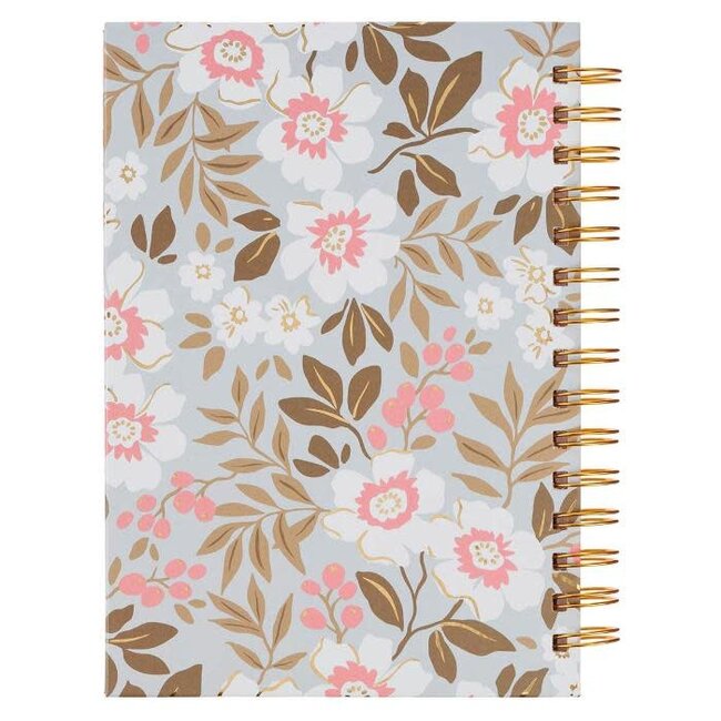 Journal Spiral White Floral With God All Things Matt. 19:26