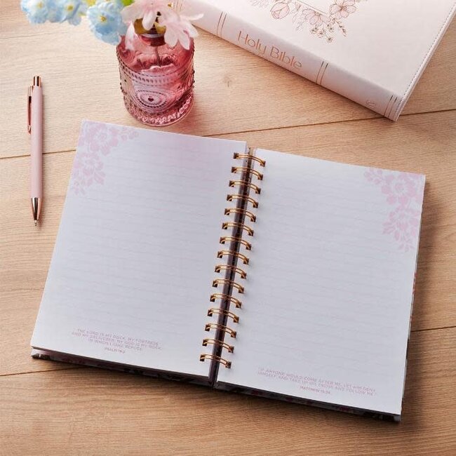 Journal Spiral White Floral With God All Things Matt. 19:26