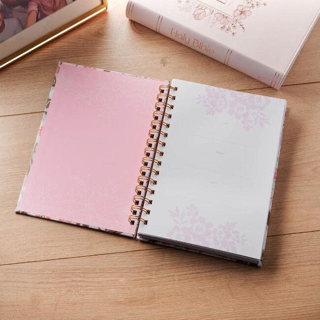 Journal Spiral White Floral With God All Things Matt. 19:26