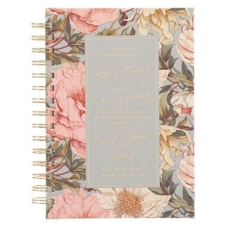 Journal Spiral-bound Floral Strong & Courageous Josh. 1:9