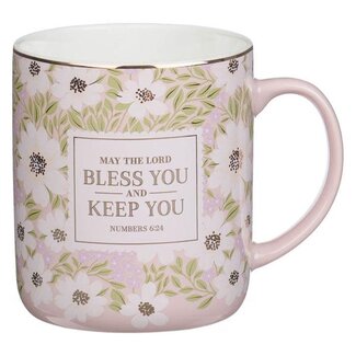 Mug Pink Floral The Lord Bless You and Keep You Num. 6:24
