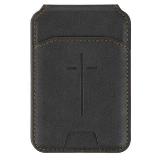 Phone Wallet Magnetic Leather Black Cross