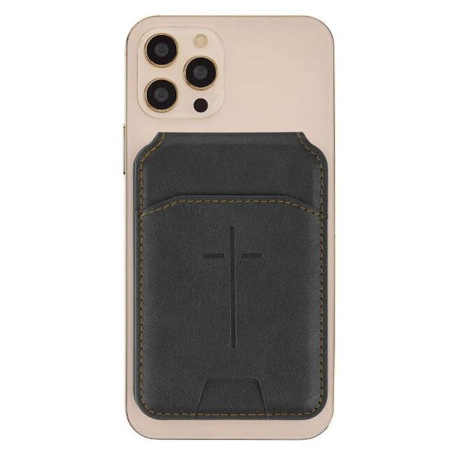 Phone Wallet Magnetic Leather Black Cross