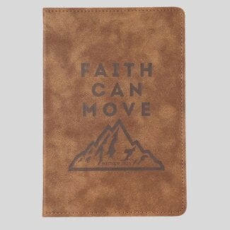 Mens Faux Leather Journal Faith Can Move