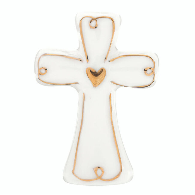 Ceramic Keepsake Figurine - Cross with Gold Lining