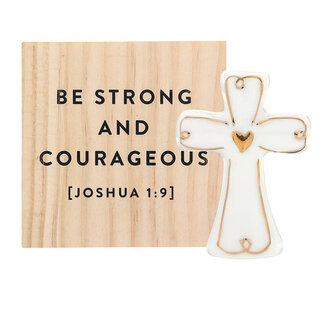 Ceramic Keepsake Figurine - Cross with Gold Lining