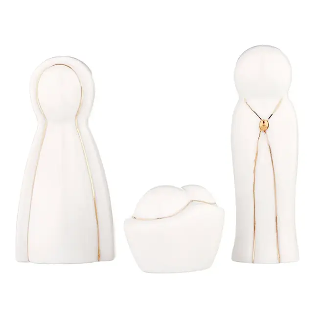 Ceramic Figurines Pine Wood Box - Holy Family - Large