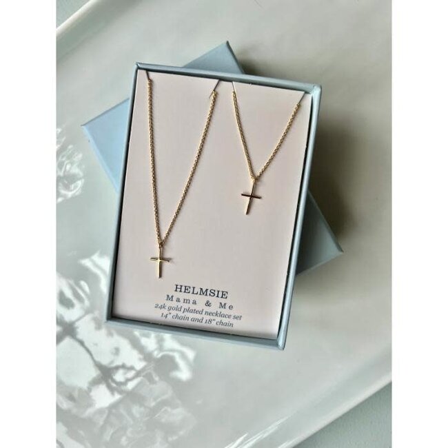 Momma + Me Cross Necklace Set