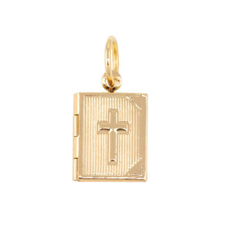 Holy Bible Locket Charm in Shiny Gold