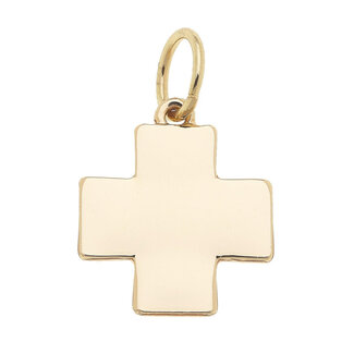 Square Cross Charm in Shiny Gold