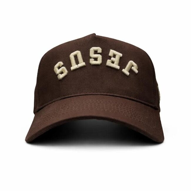 Jesus - Brown & Cream Hat (Upside down)