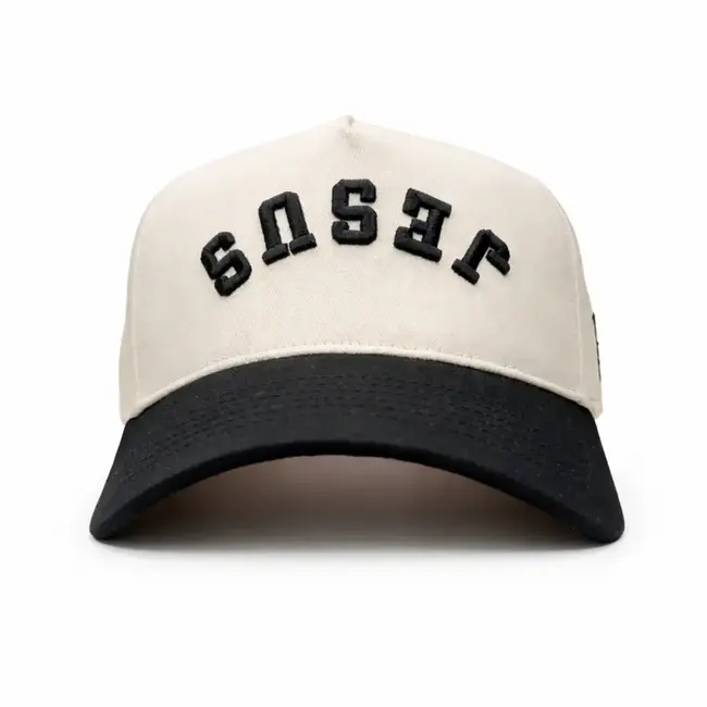Jesus - Black & Cream Hat (Upside down)