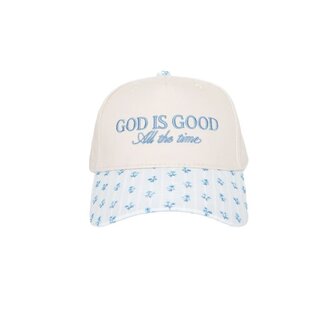 God is Good All the Time Hat Lt Blue Floral