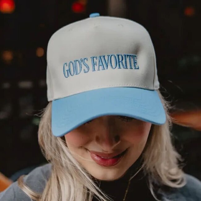 God's Favorite Two-Toned Vintage Hat Lt Blue and Tan