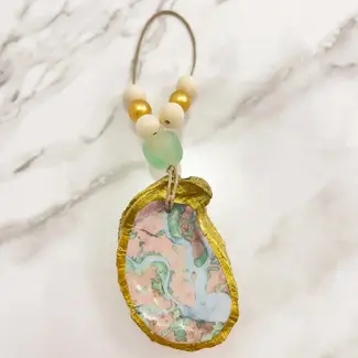 Decoupage Charleston Map Oyster Ornament