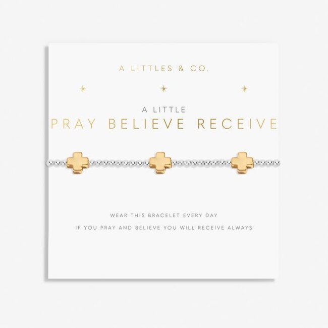 A Little 'Pray Believe Receive' Bracelet In Silver And Gold-Tone Plating
