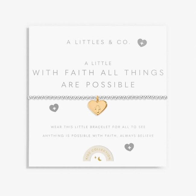 Kids' A Little 'With Faith All Things Are Possible' Bracelet In Silver And Gold-Tone Plating