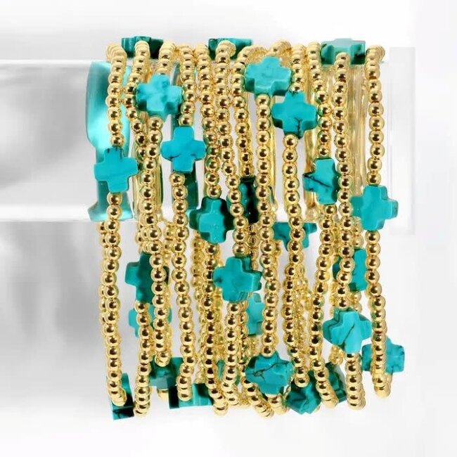 Stretch Bracelets with Stone Crosses