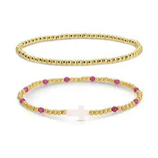 Cross Beaded Bracelet Charm Set