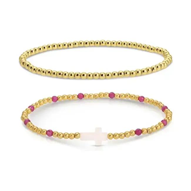 Cross Beaded Bracelet Charm Set