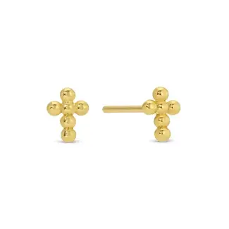 Petite Dot Cross Stud Earrings On Red Velvet Tag