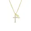 Cubic Zirconia Cross Necklace with Ichthus Fish Charm-gold