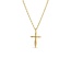 Petite Cross Necklace with Sparkling Cubic Zirconia Center-Gold
