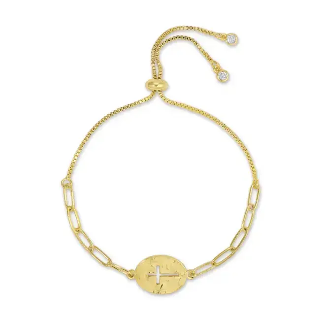 The Gilded Grace Cross Cut-Out Pulley Bracelet