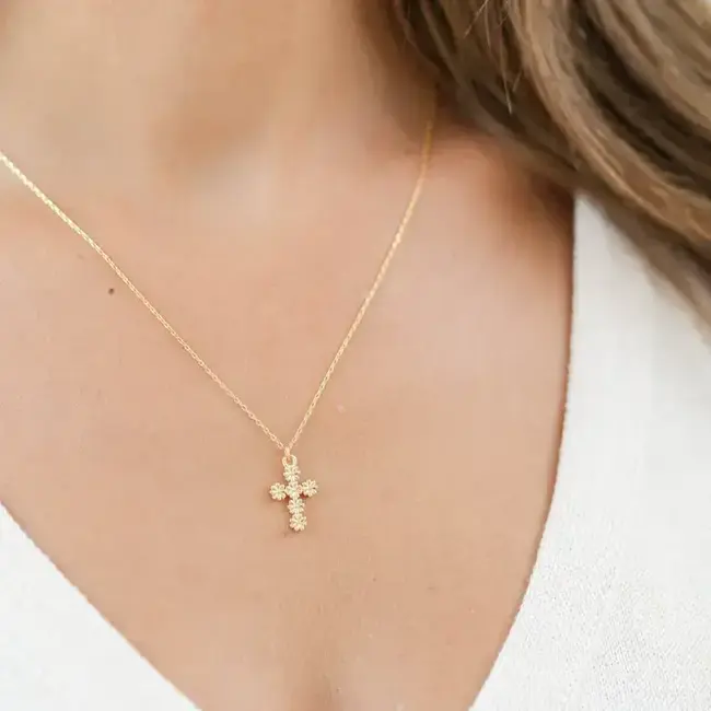 Floral Cross Pendant Necklace