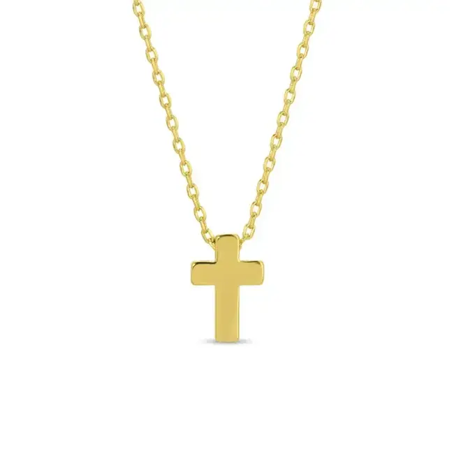 Small Simple Cross Necklace-Gold