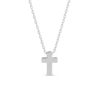 Small Simple Cross Necklace-Silver