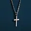 Men's Sterling Silver Cross Necklace - Cable Chain