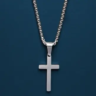 Men's Medium Stainless Steel Cross Necklace
