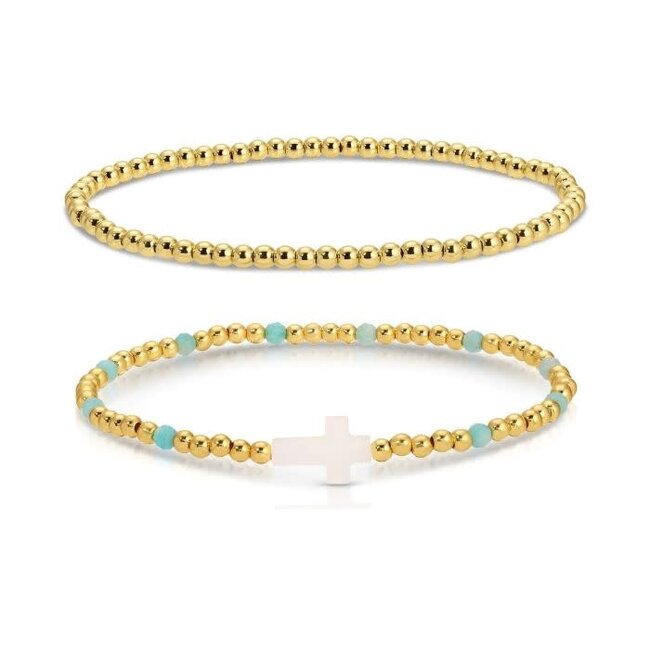 Cross Beaded Bracelet Charm Set