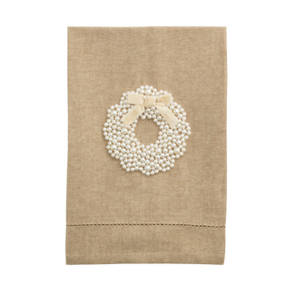 Wreath White Christmas Pearl Towel
