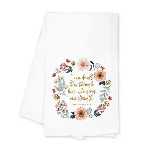 Gives Me Strength Cotton Tea Towel