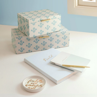 Faith Floral Blue Large Storage Box 7 X 13 X 4