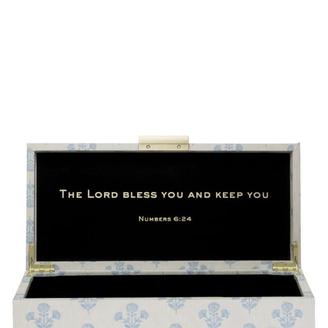 Faith Floral Blue Large Storage Box 7 X 13 X 4