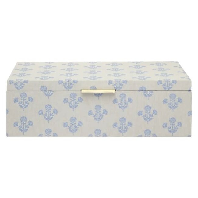 Faith Floral Blue Large Storage Box 7 X 13 X 4