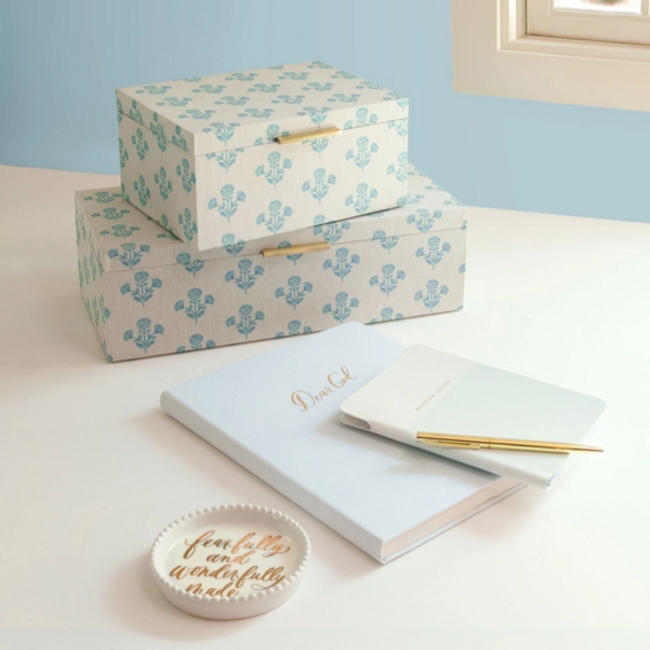 Faith Floral Blue Small Storage Box 6 X 8.25 X 4