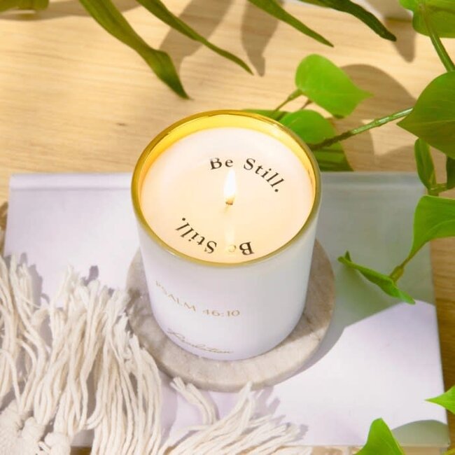 "Be Still" Candle, Psalm 46:10, Hidden Scripture - Calming Lavender & Misty Forest