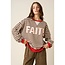 Faith Patchwork Striped Long Sleeve Sweatshirt - Brown