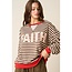 Faith Patchwork Striped Long Sleeve Sweatshirt - Brown