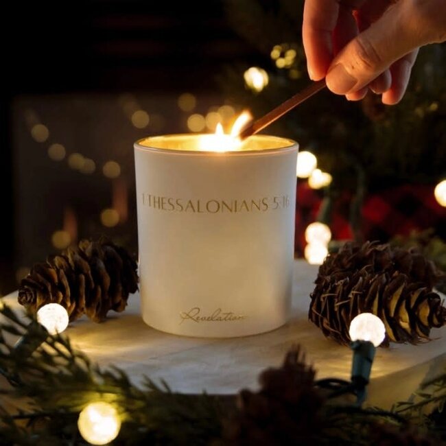 "Rejoice Always" Hidden Bible Verse Candle, Heavenly Vanilla