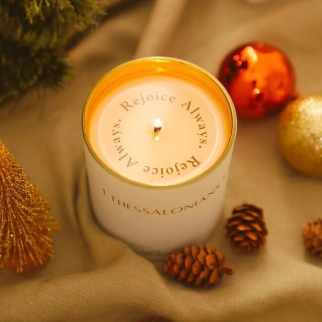 "Rejoice Always" Hidden Bible Verse Candle, Heavenly Vanilla