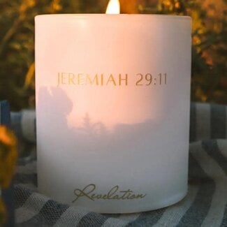"Trust God's Plan" Candle, Jeremiah 29:11 Revealed, Peace Be With You - Calming Lavender & Misty Forest