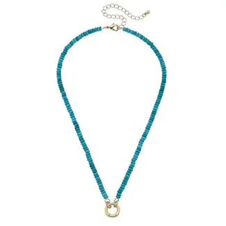 Lucy Gemstone Beaded Charm Necklace Base in Turquoise