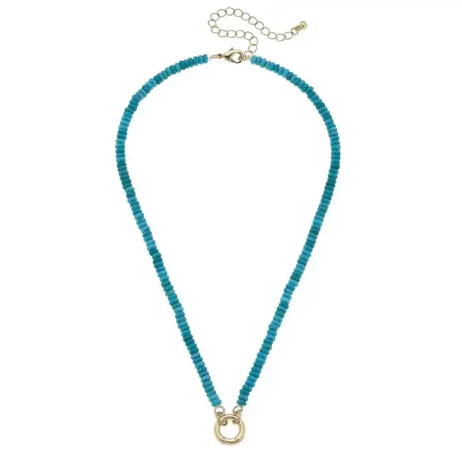 Lucy Gemstone Beaded Charm Necklace Base in Turquoise