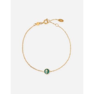 Emerald Agape Cross Link Bracelet
